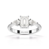 1.4 CT Three Stone Emerald/Pear Cut Lab Diamond Ring